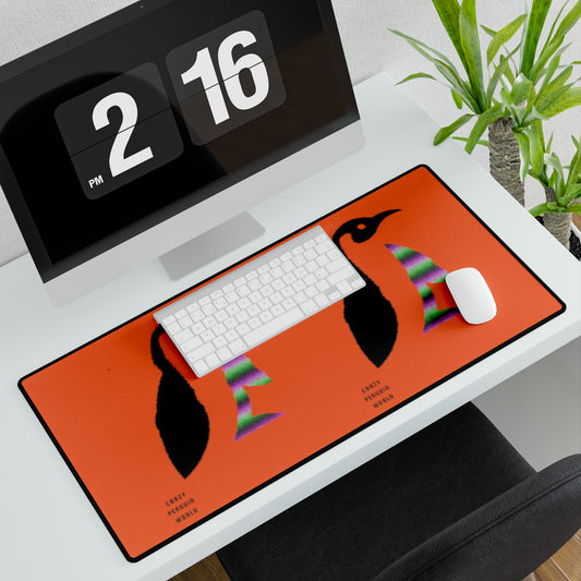 Desk Mats: Crazy Penguin World Logo Orange