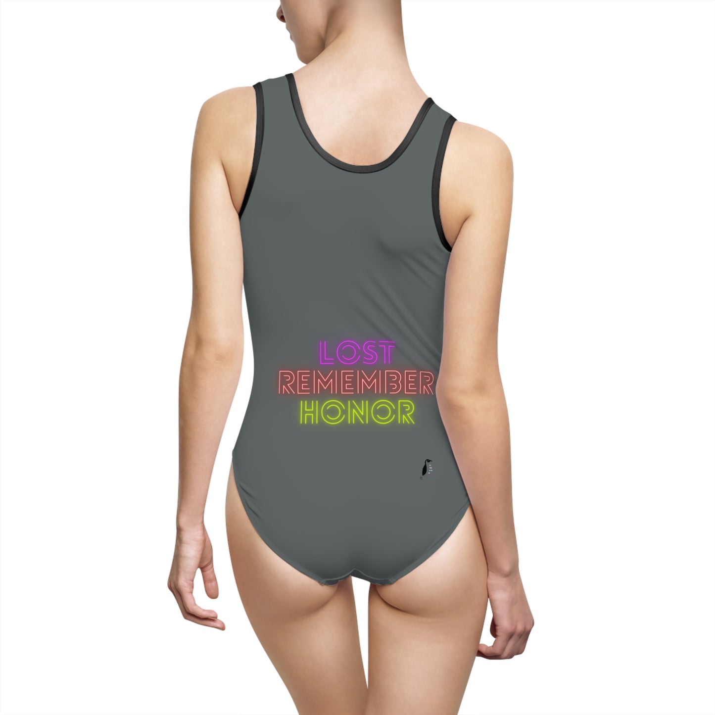 Women's Classic One-Piece Swimsuit: Skateboarding Dark Grey