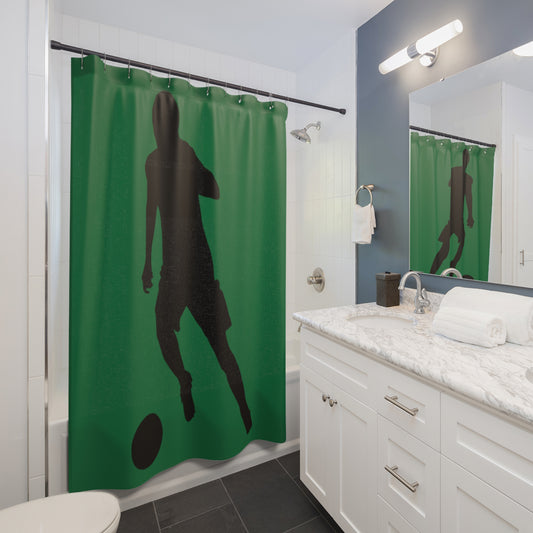 Shower Curtains: #1 Soccer Dark Green