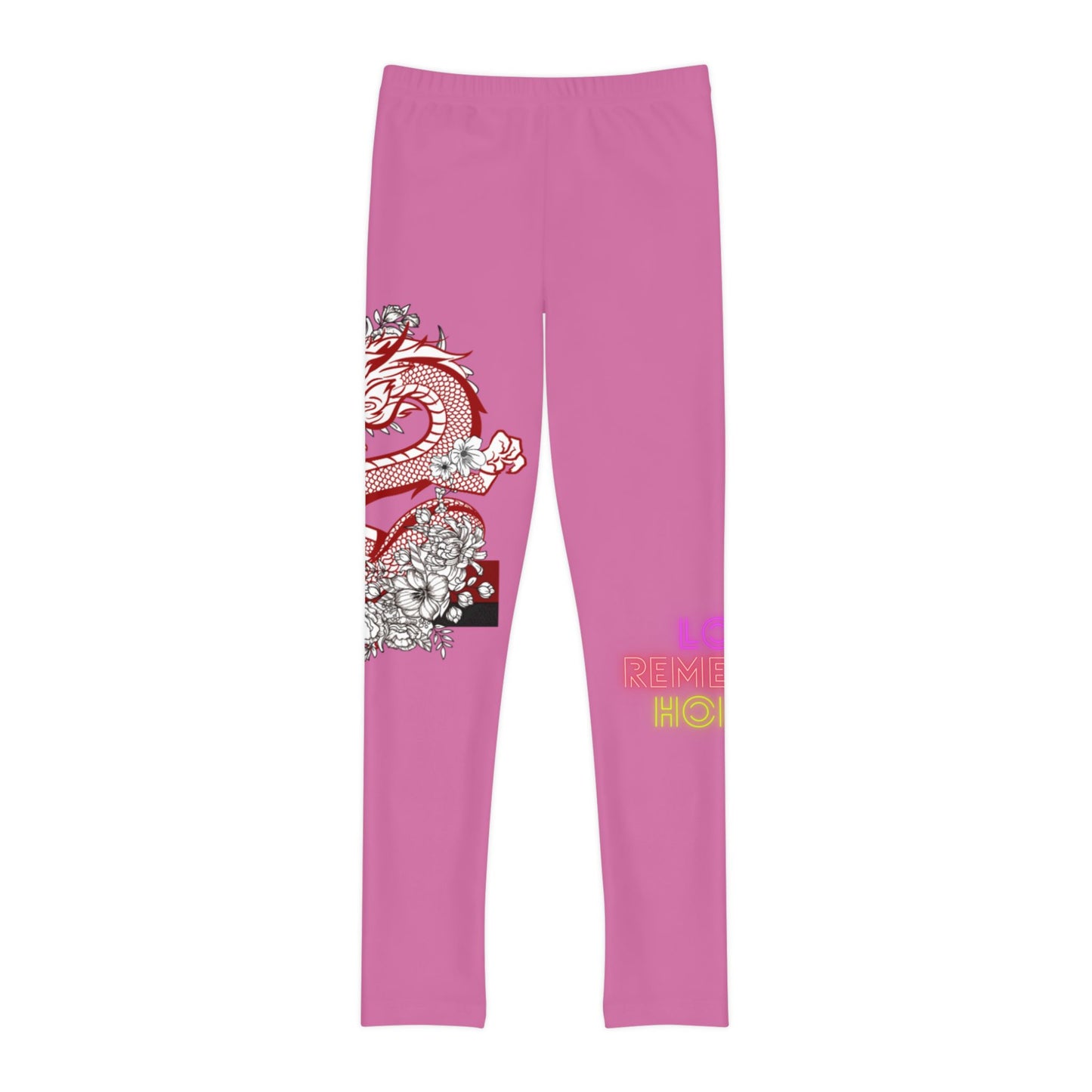 Youth Full-Length Leggings: Dragons Lite Pink