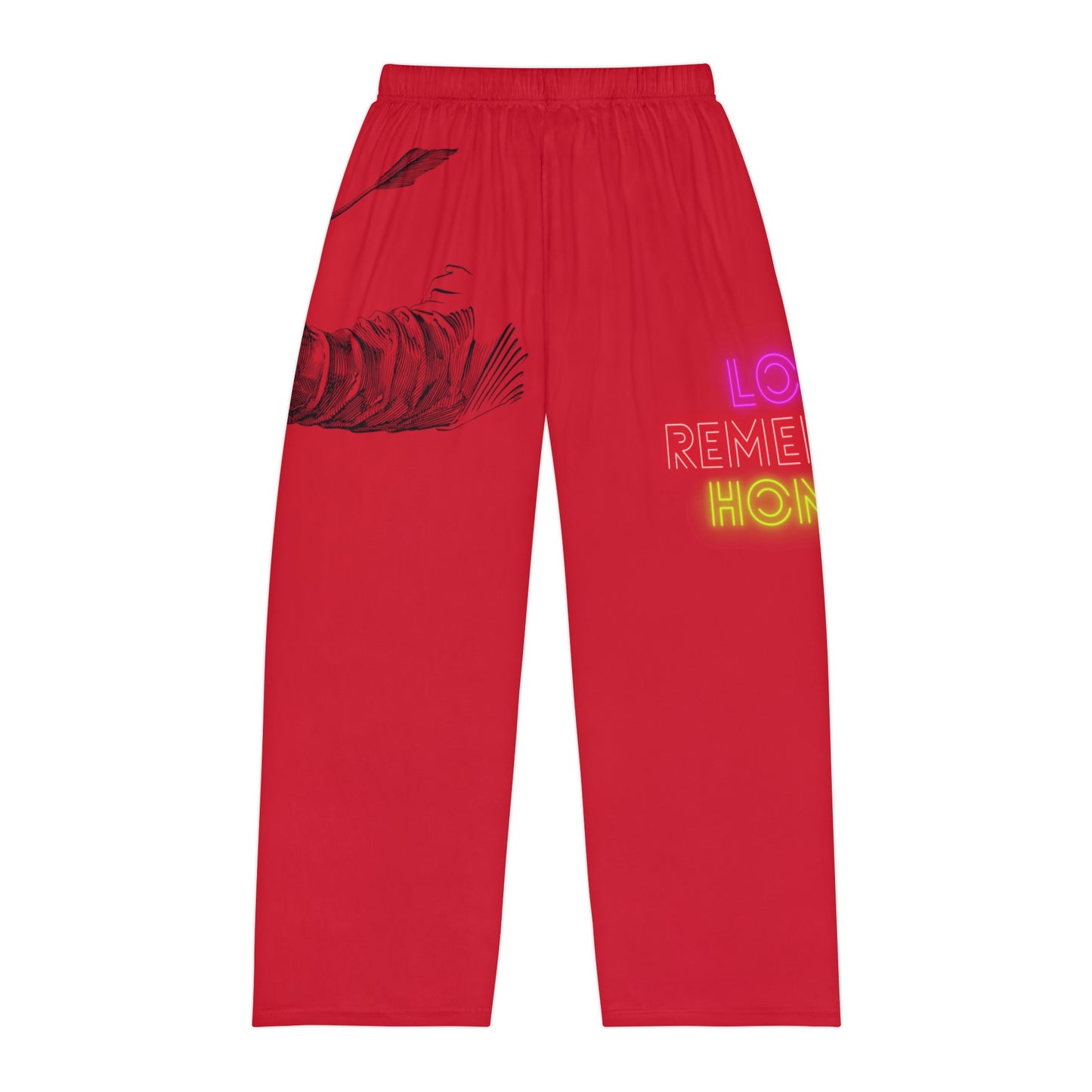 Men's Pajama Pants: Writing Dark Red