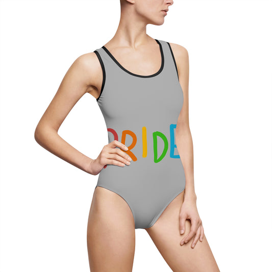 Women's Classic One-Piece Swimsuit: LGBTQ Pride Lite Grey