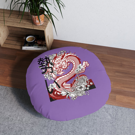 Tufted Floor Pillow, Round: Dragons Lite Purple