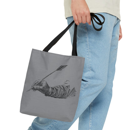 Tote Bag: Writing Grey