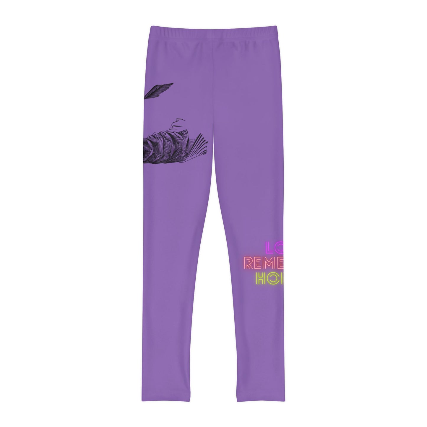 Youth Full-Length Leggings: Writing Lite Purple