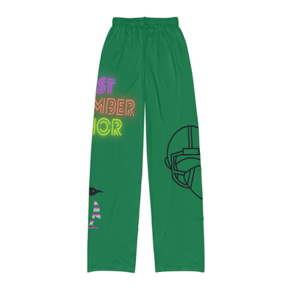 Kids Pajama Pants: Football Dark Green