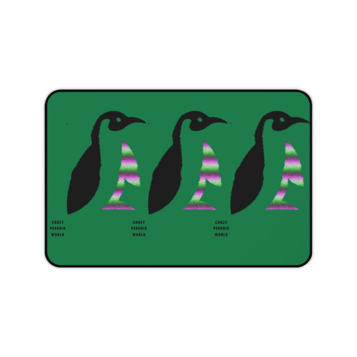 Desk Mat: Crazy Penguin World Logo Dark Green