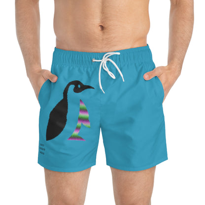 Swim Trunks: Crazy Penguin World Logo Turquoise