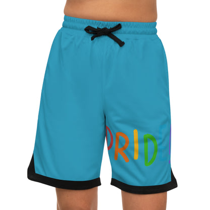 Basketball Rib Shorts: LGBTQ Pride Turquoise