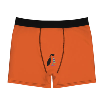 Men's Boxer Briefs: Crazy Penguin World Logo Orange