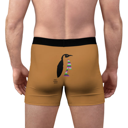 Men's Boxer Briefs: Crazy Penguin World Logo Lite Brown