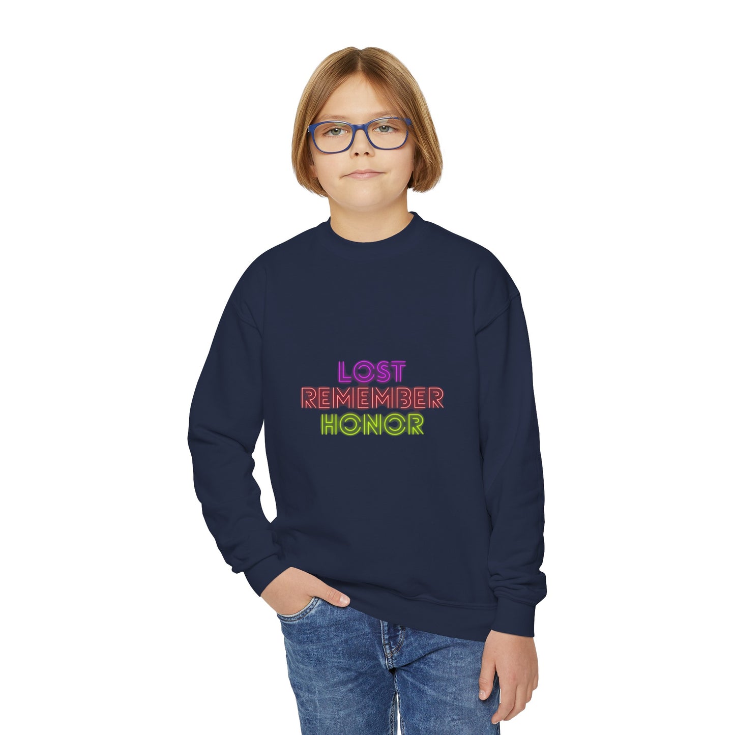 Youth Crewneck Sweatshirt: Lost Remember Honor