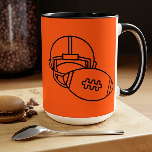Two-Tone Coffee Mugs, 15oz: Football Orange