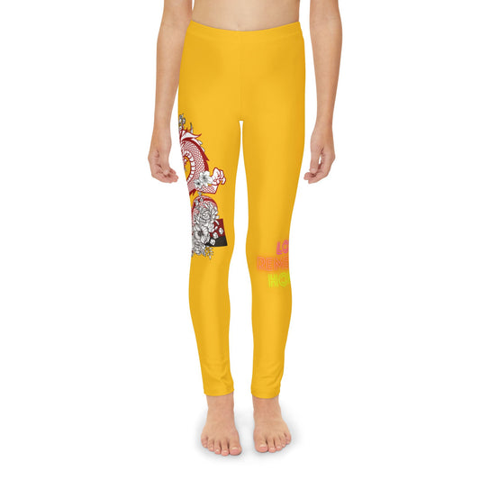 Youth Full-Length Leggings: Dragons Yellow