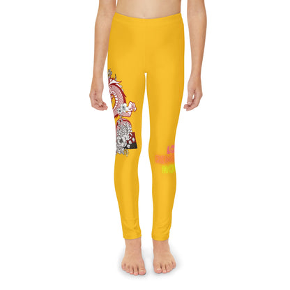 Youth Full-Length Leggings: Dragons Yellow