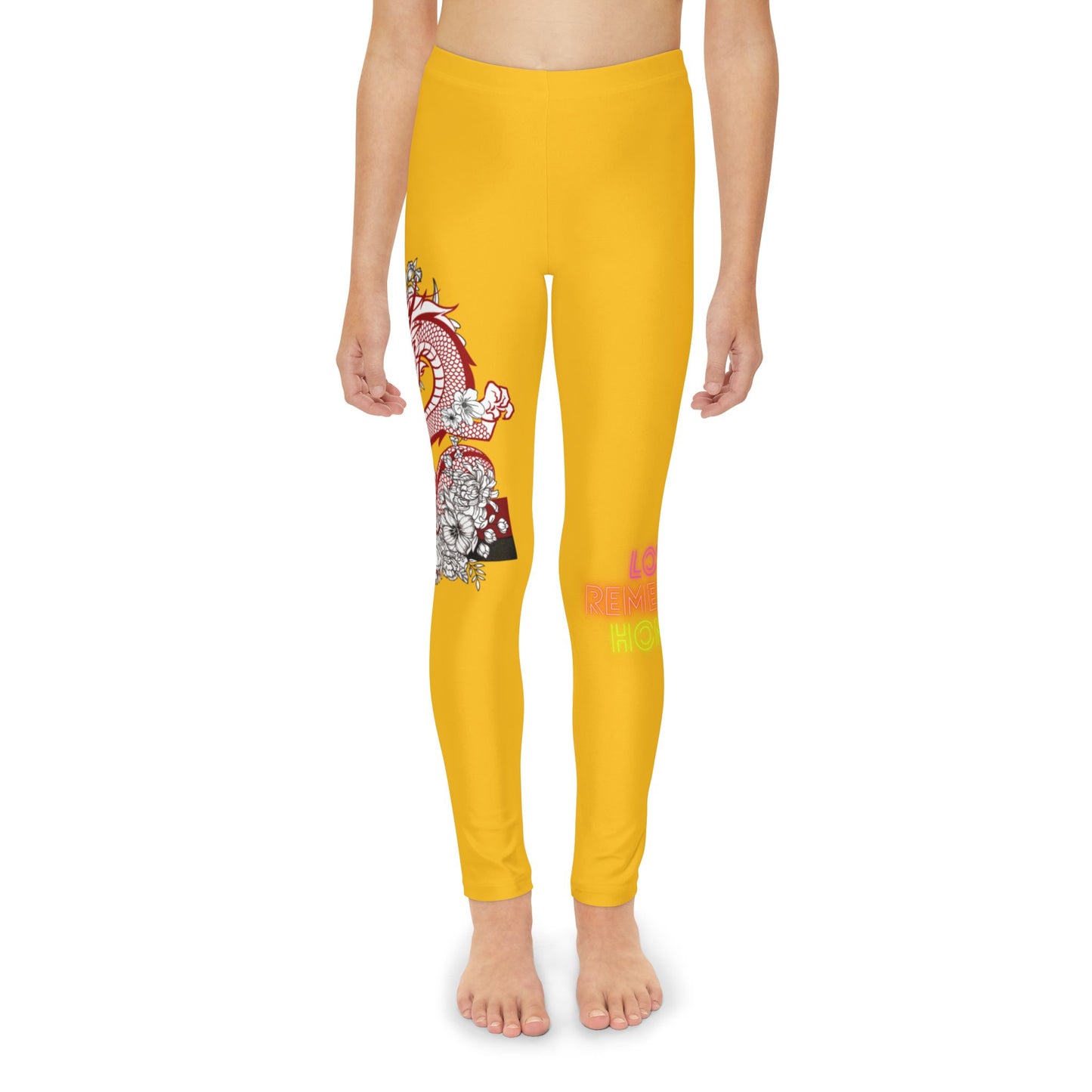 Youth Full-Length Leggings: Dragons Yellow