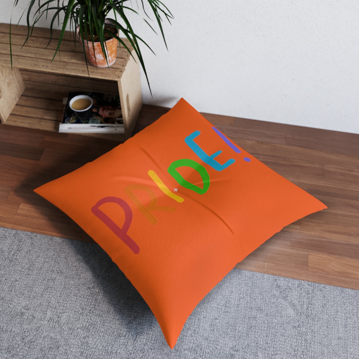 Tufted Floor Pillow, Square: LGBTQ Pride Orange