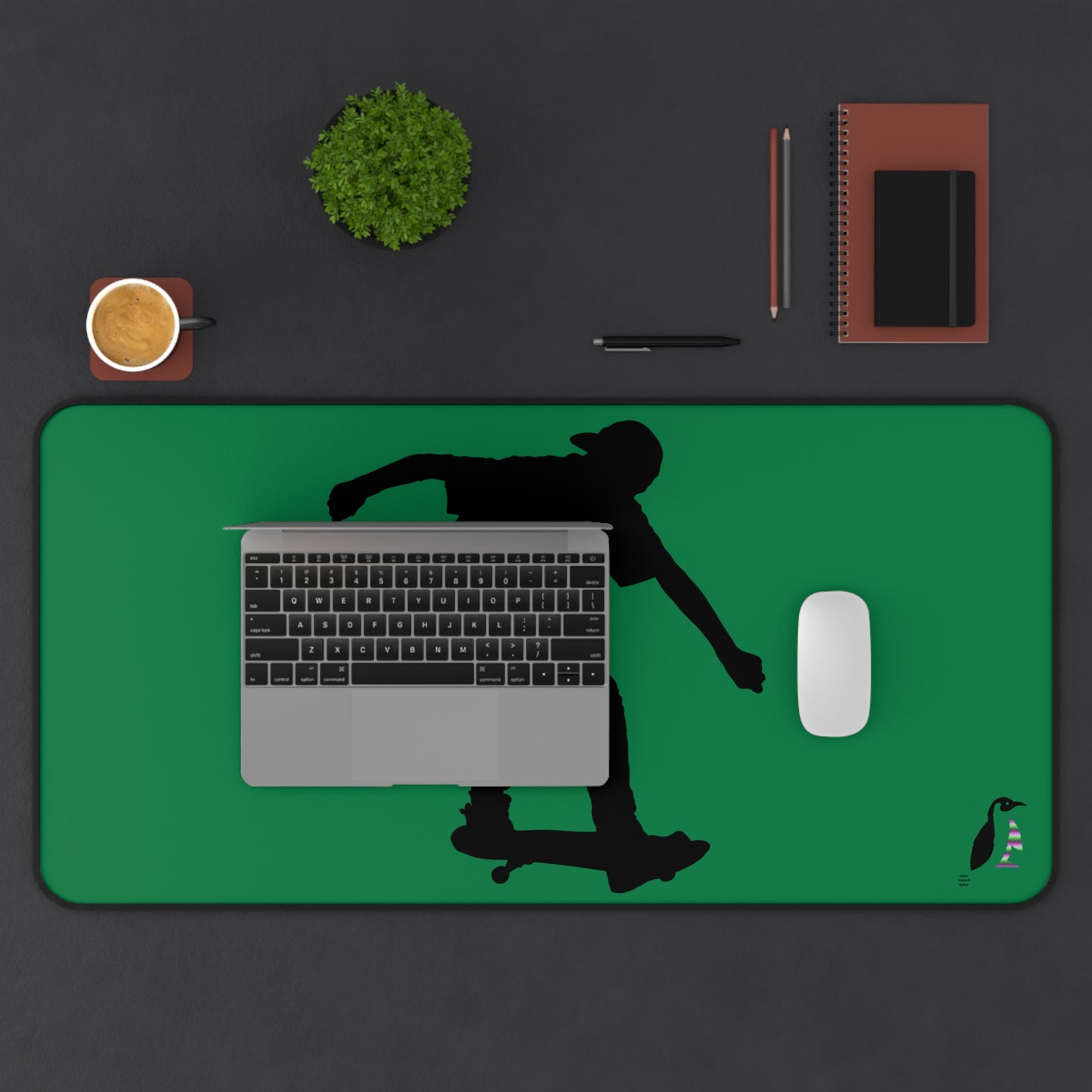 Desk Mat: Skateboarding Dark Green