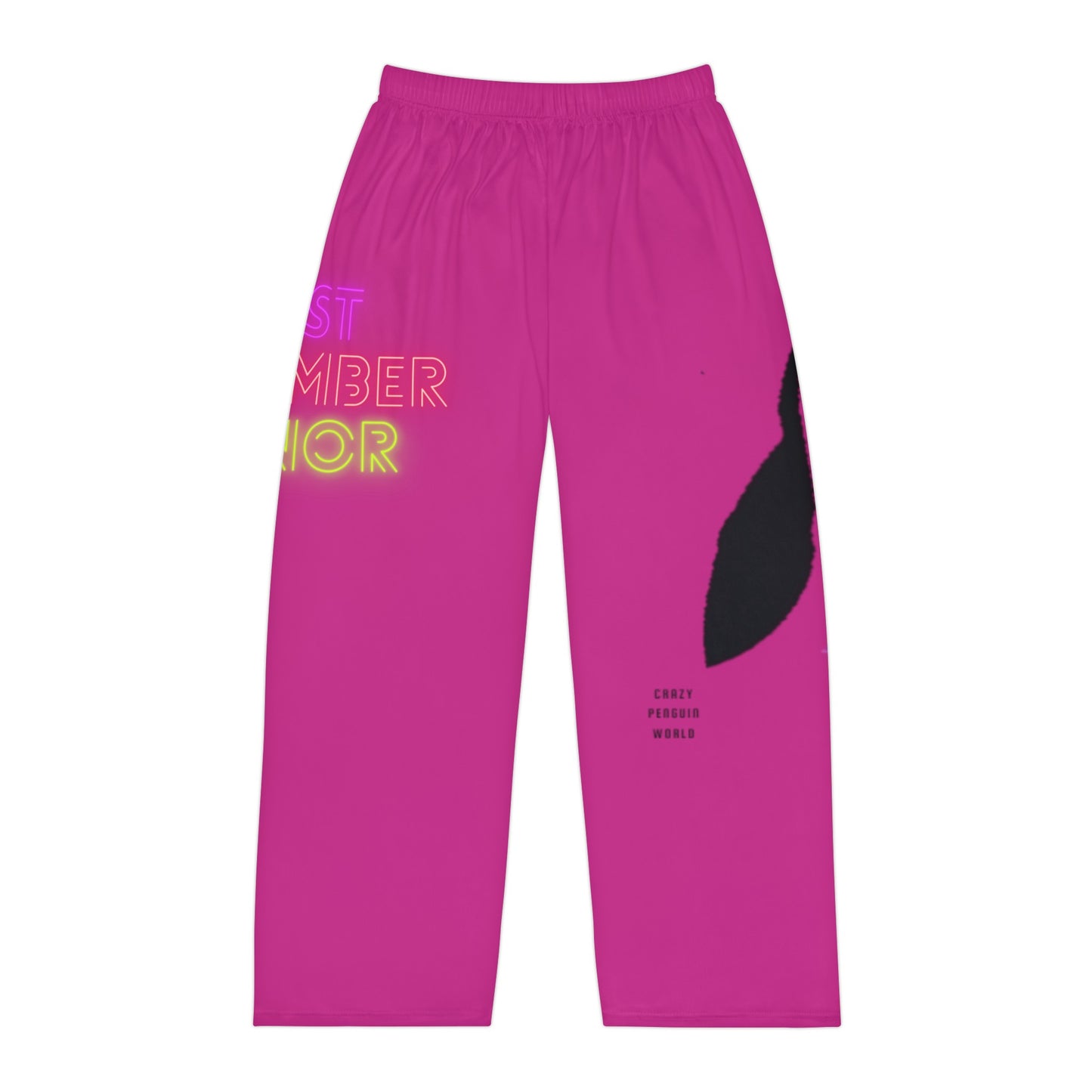 Men's Pajama Pants: Crazy Penguin World Logo Pink