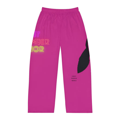 Men's Pajama Pants: Crazy Penguin World Logo Pink