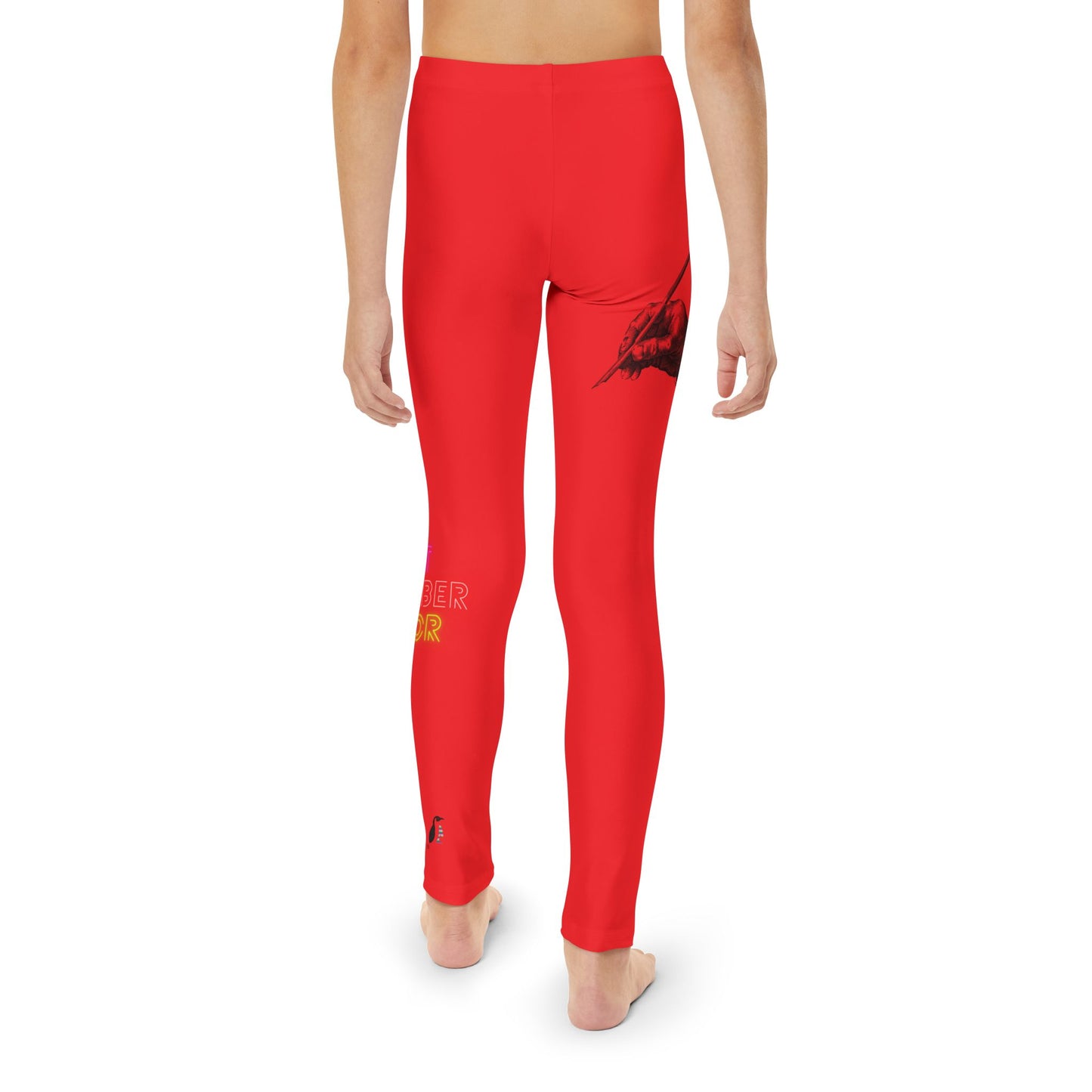 Youth Full-Length Leggings: Writing Red