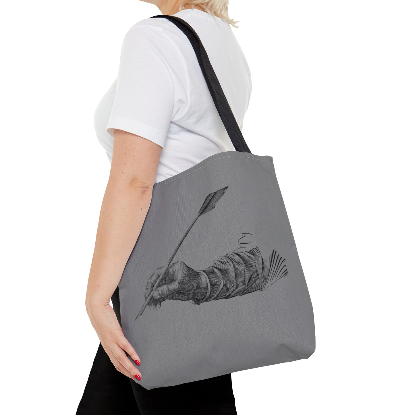 Tote Bag: Writing Grey