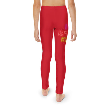 Youth Full-Length Leggings: Lost Remember Honor Dark Red