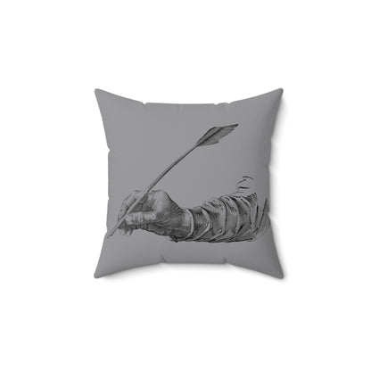 Spun Polyester Square Pillow: Writing Grey