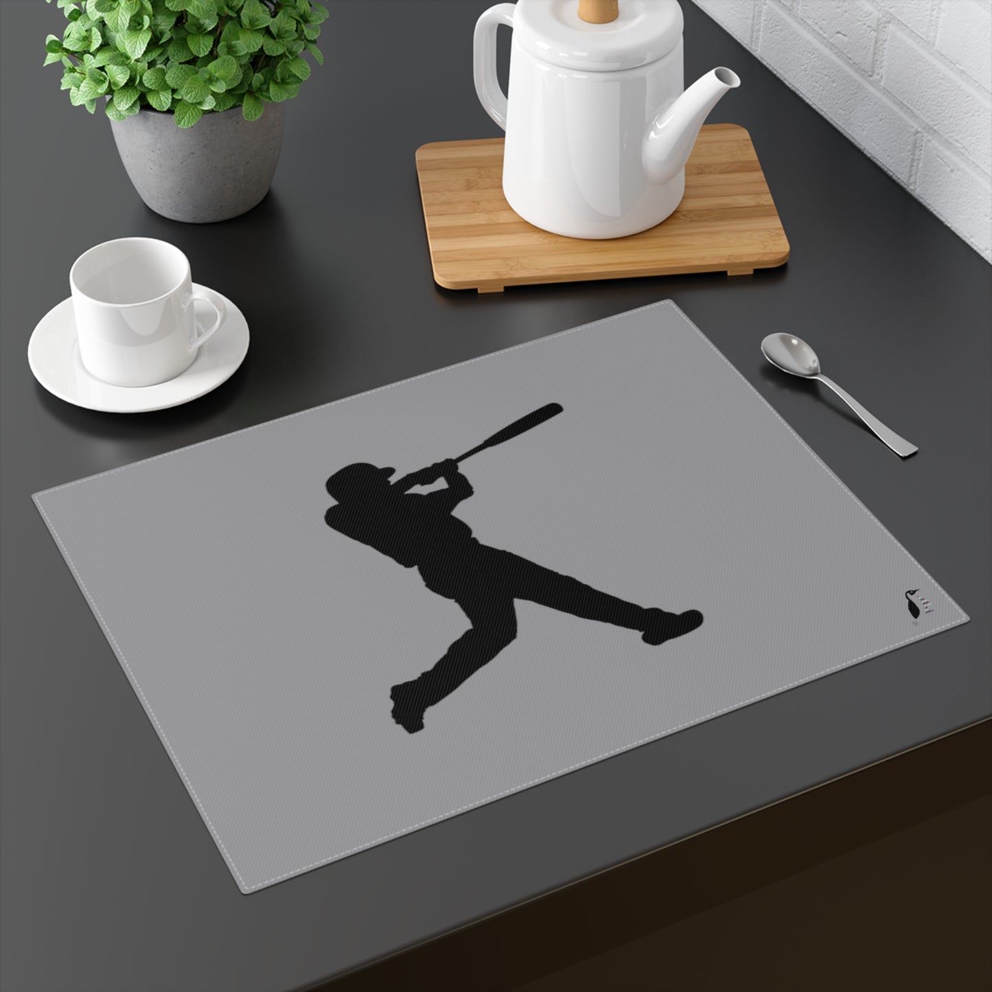 Placemat, 1pc: Baseball Grey