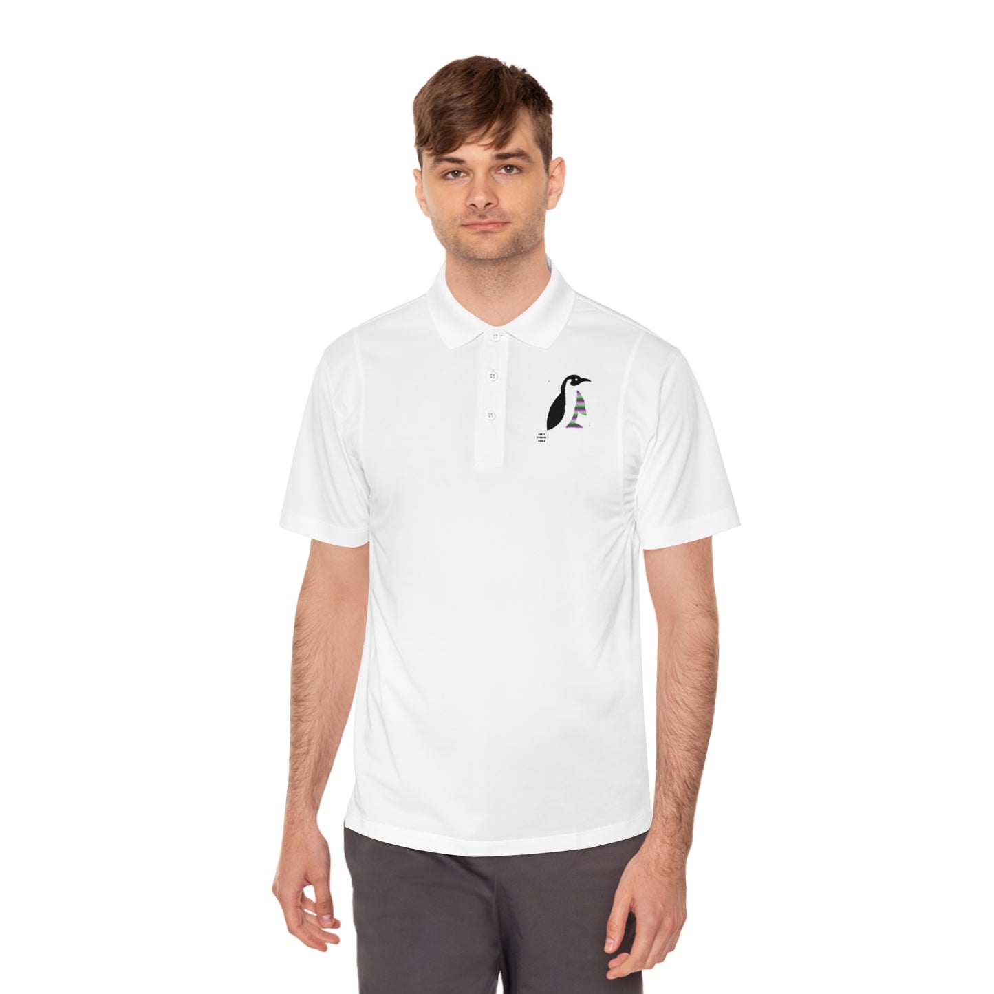 Men's Sport Polo Shirt: Crazy Penguin World Logo #1