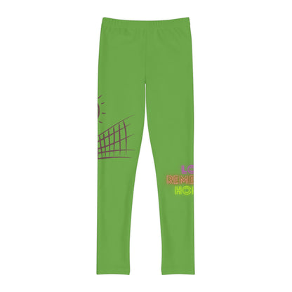 Youth Full-Length Leggings: Volleyball Green