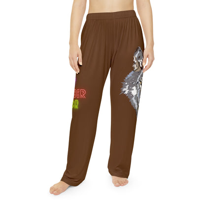 Women's Pajama Pants: Wolves Brown