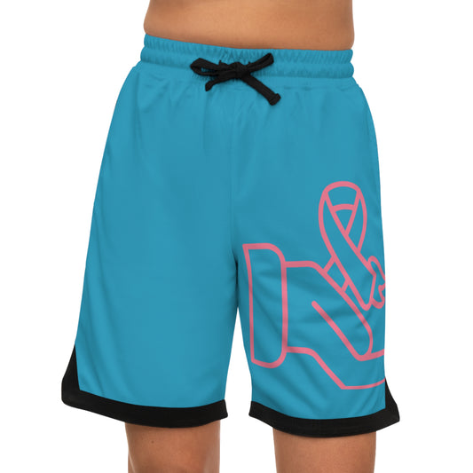 Basketball Rib Shorts: Fight Cancer Turquoise