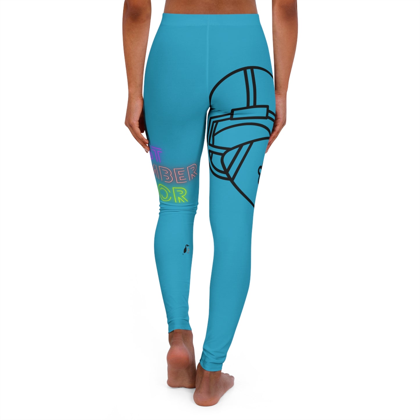 Women's Spandex Leggings: Football Turquoise