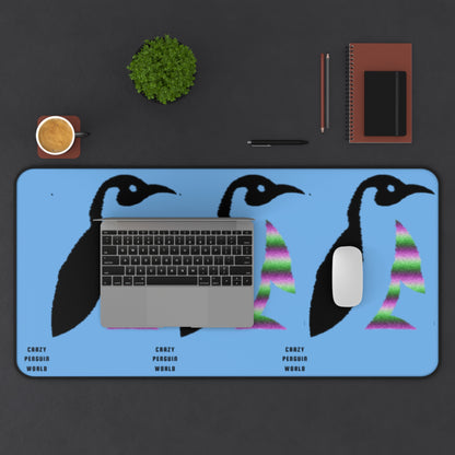 Desk Mat: Crazy Penguin World Logo Lite Blue