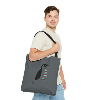 Tote Bag: Crazy Penguin World Logo Dark Grey