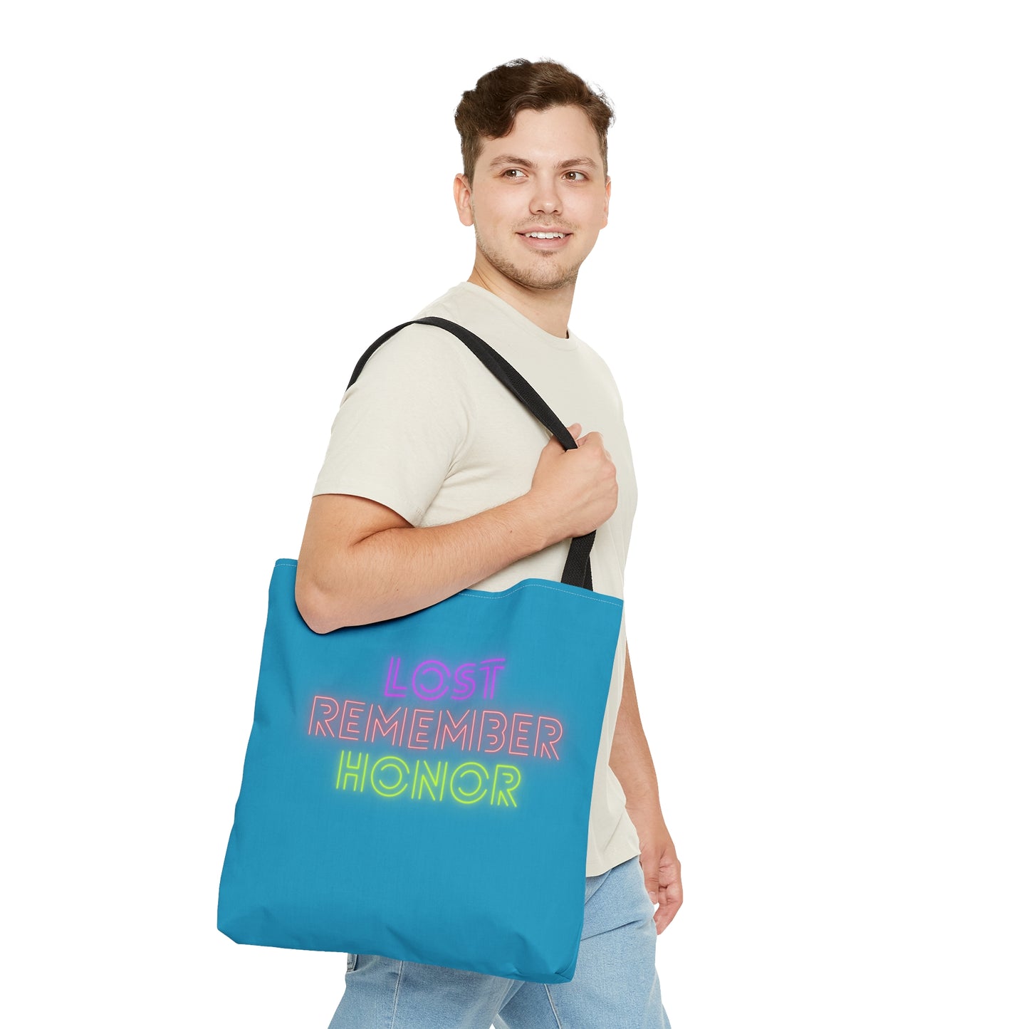 Tote Bag: Lost Remember Honor Turquoise