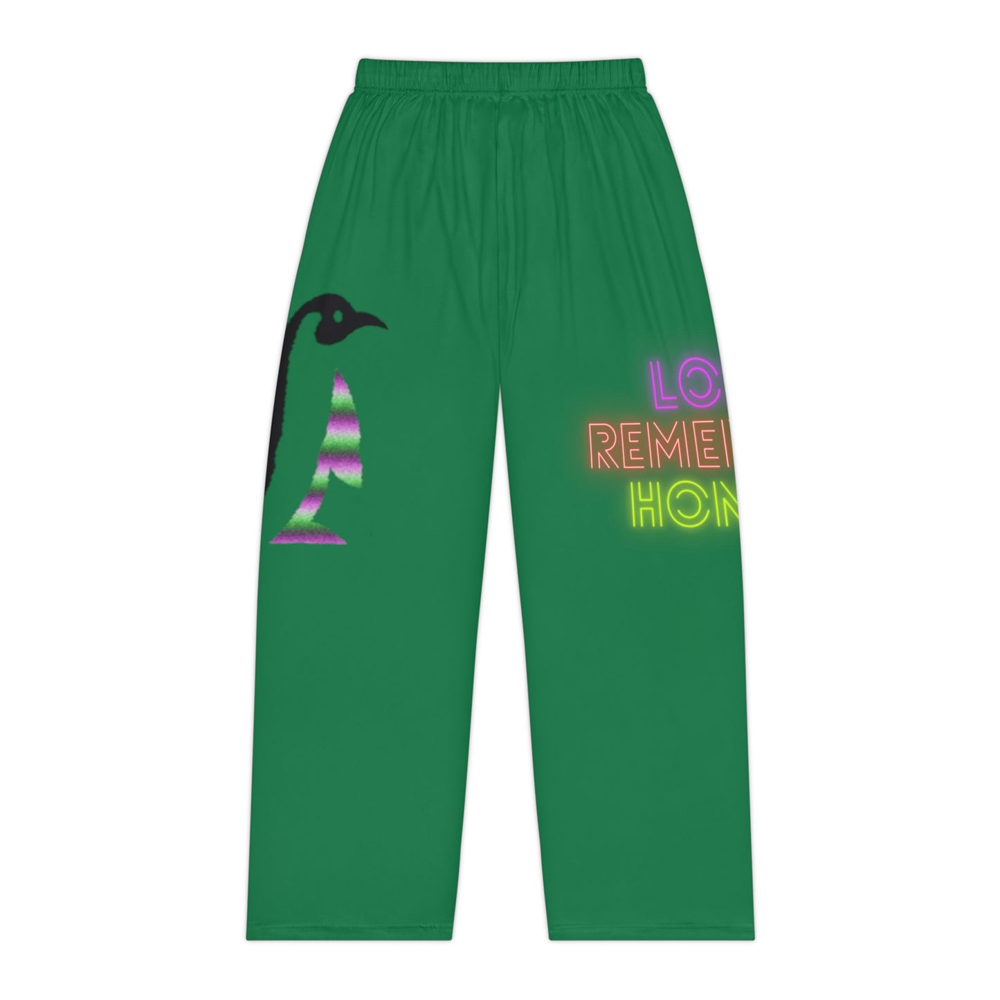 Women's Pajama Pants: Crazy Penguin World Logo Dark Green