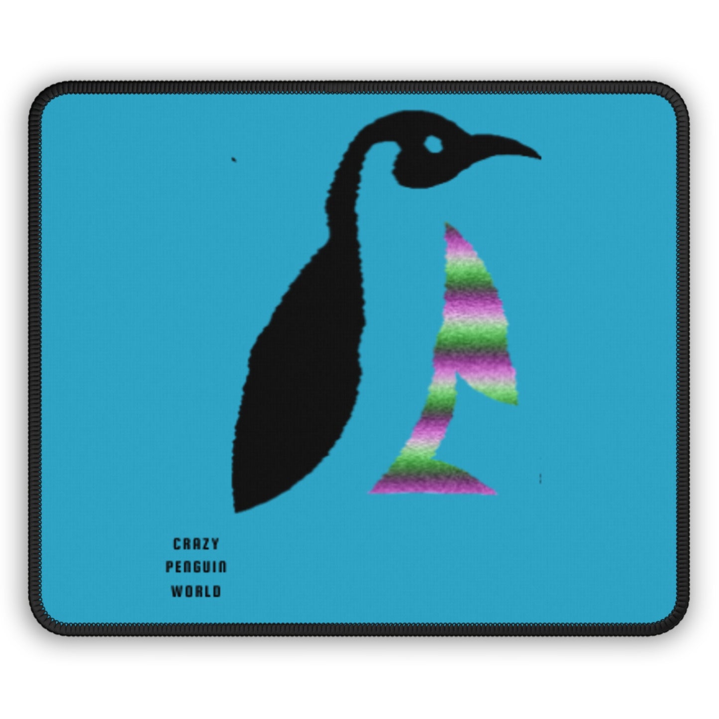 Gaming Mouse Pad: Crazy Penguin World Logo Turquoise