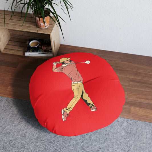 Tufted Floor Pillow, Round: Golf Red