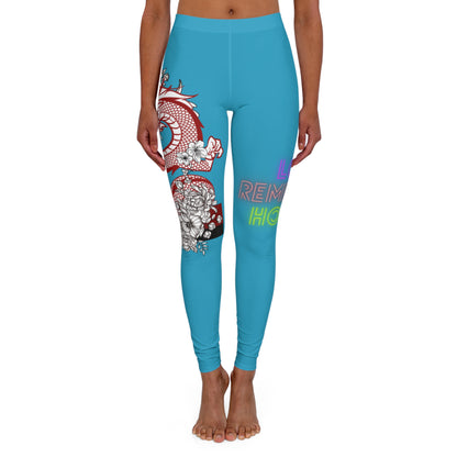 Women's Spandex Leggings: Dragons Turquoise