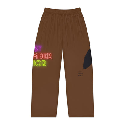 Women's Pajama Pants: Crazy Penguin World Logo Brown