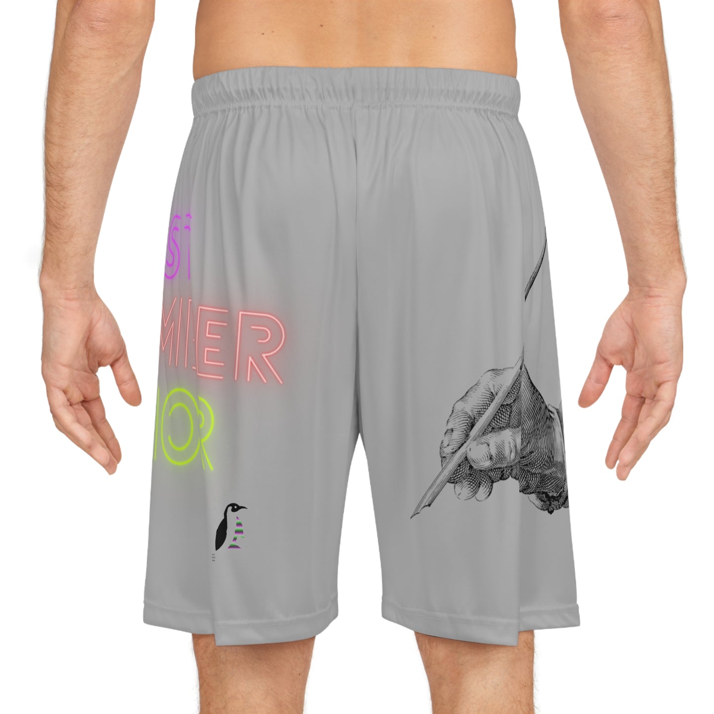 Basketball Shorts: Writing Lite Grey