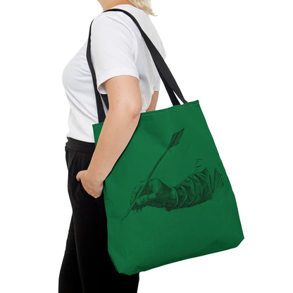 Tote Bag: Writing Dark Green