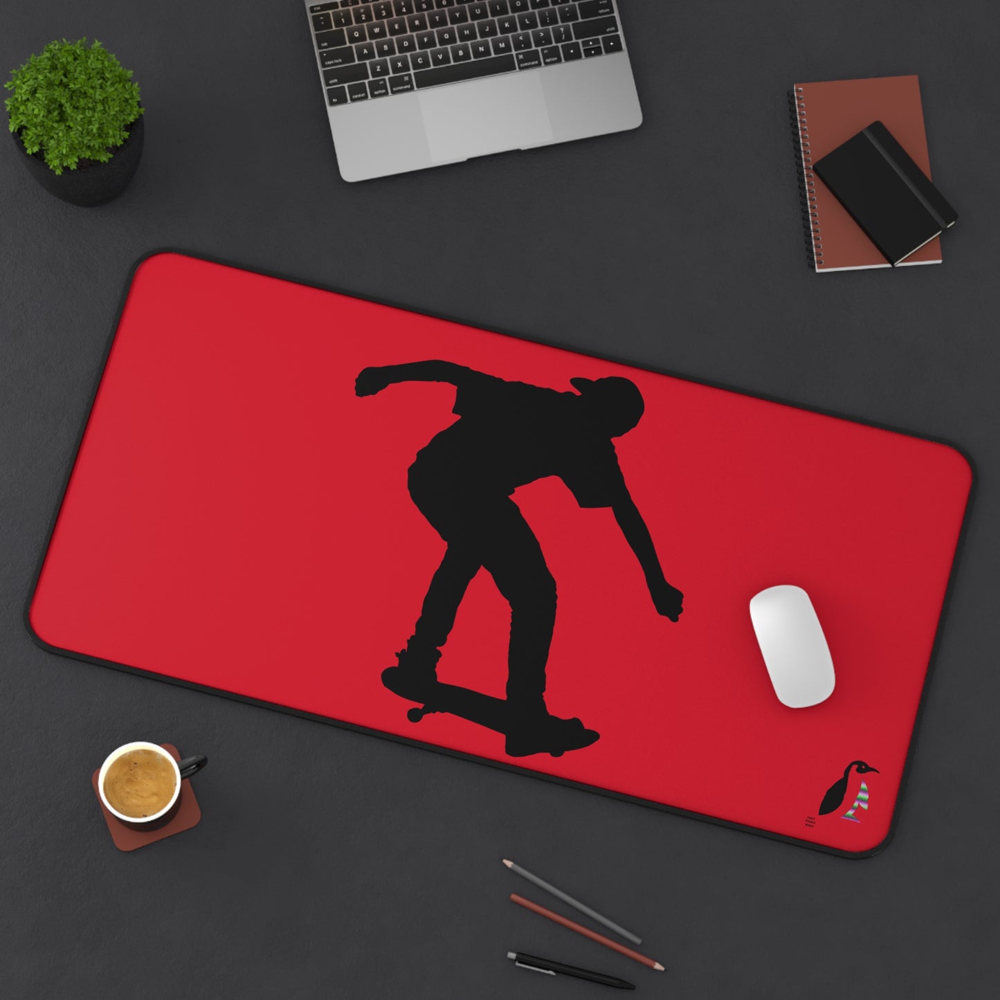 Desk Mat: Skateboarding Dark Red