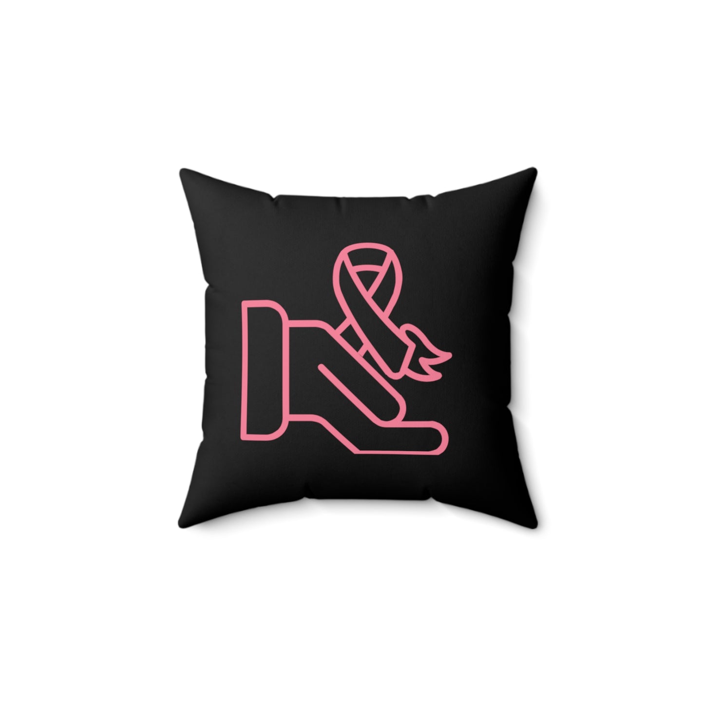 Spun Polyester Square Pillow: Fight Cancer Black