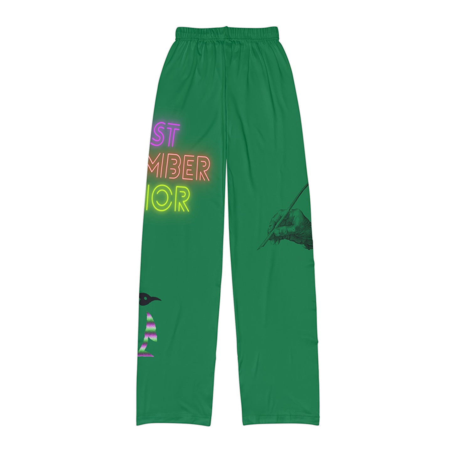 Kids Pajama Pants: Writing Dark Green