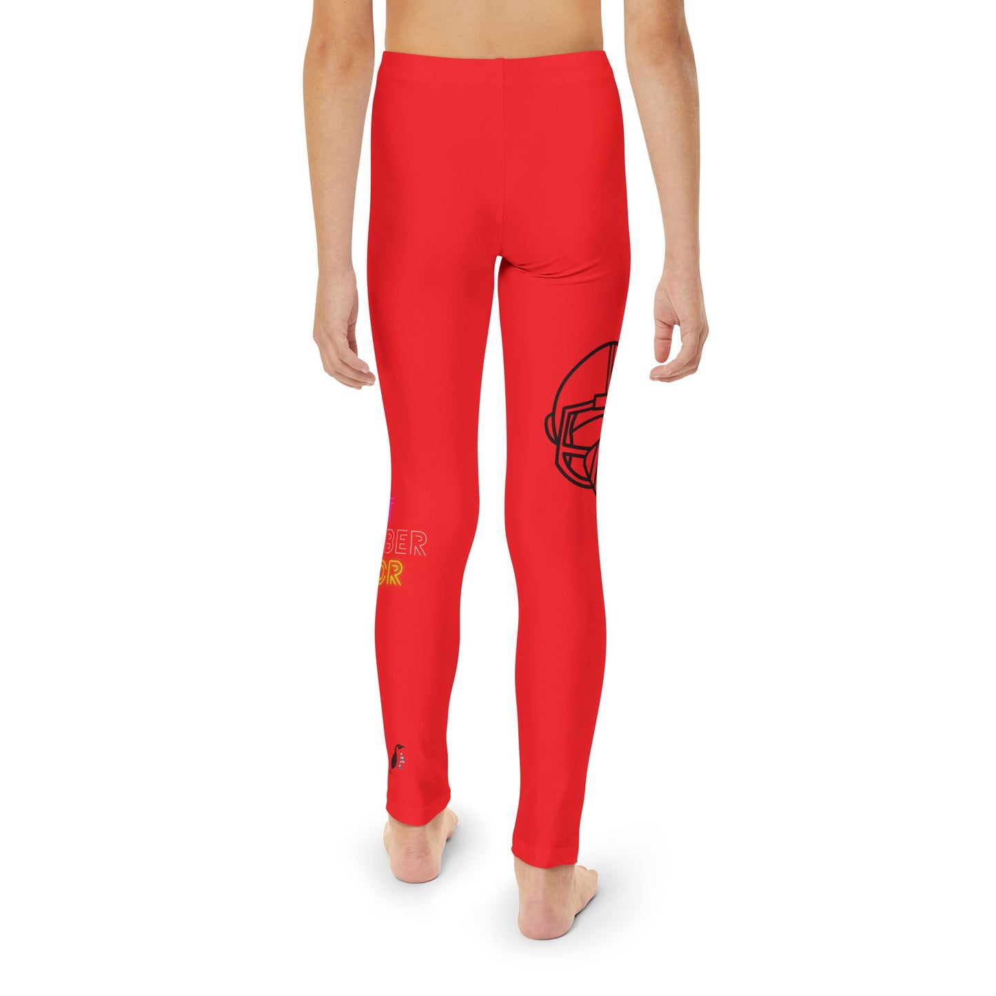 Youth Full-Length Leggings: Football Red