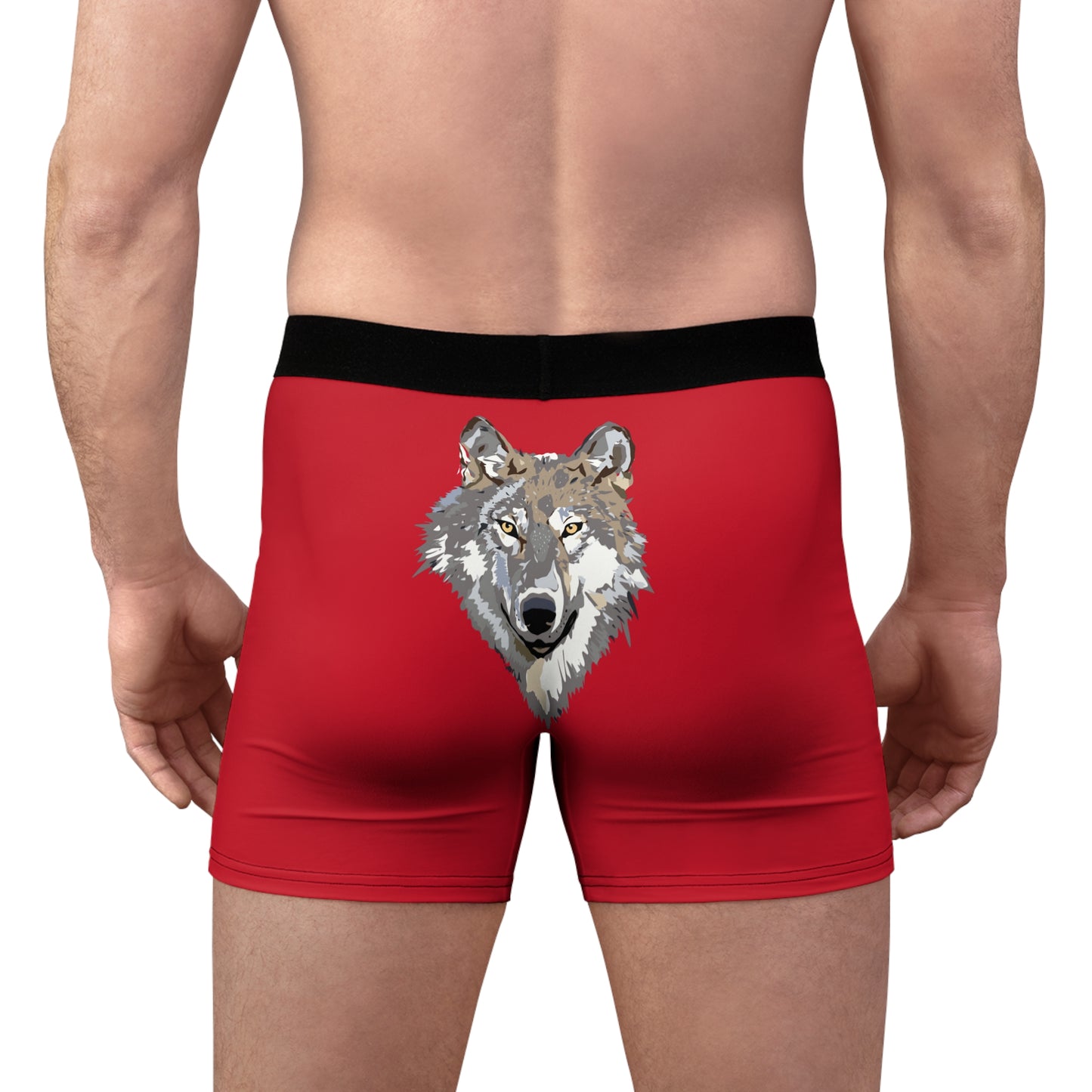 Men's Boxer Briefs: Wolves Dark Red