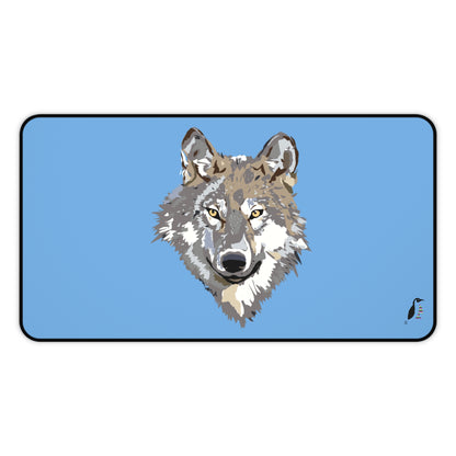 Desk Mat: Wolves Lite Blue